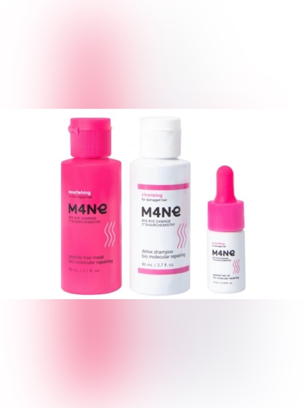 Nourishing & Cleansing Pink Hair Care Set - Detox Shampoo, Peptide Mask, Serum